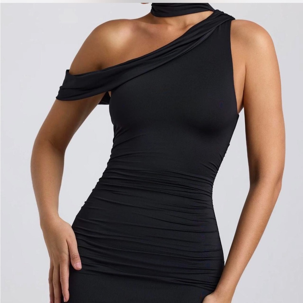Oh Polly slinky Jersey asymmetrical midaxi dress